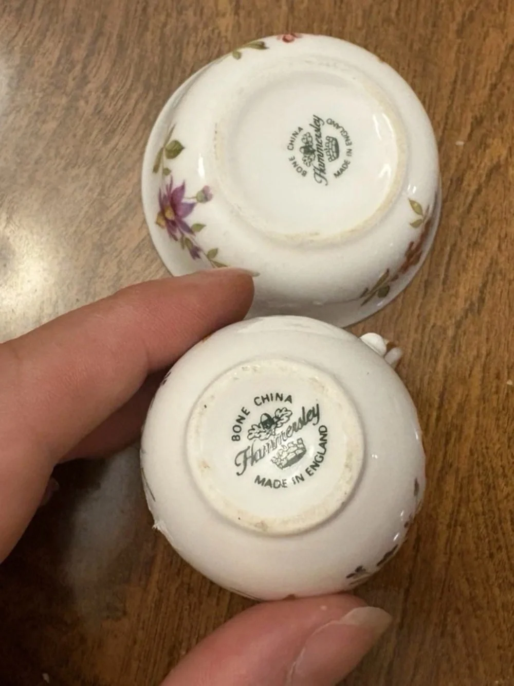 Harmony Kingdom Bone China England Miniature Creamer & Sugar Bowl Floral Gold